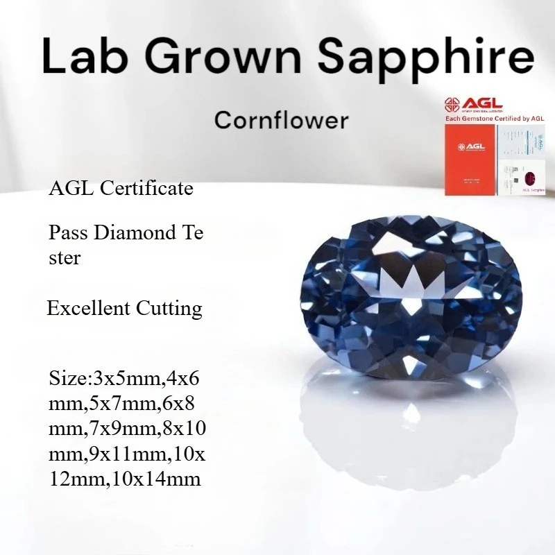 Oval Cut Cornflower Color Lab Grown Sapphire VVS1 Charm Loose Gemstone For Jewelry Making With AGL Certificate
Oval Cut Cornflower Color Lab Grown Sapphire VVS1 Charm Loose Gemstone For Jewelry Making With AGL Certificate