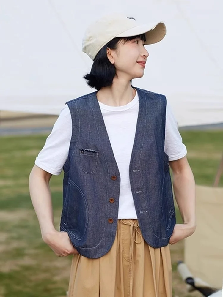 Джинсовый жилет в стиле ретро Sle Svel V-Ne, универсальный цветной многослойный жилет свободного покроя с пуговицами, повседневный женский жилет
Джинсовый жилет в стиле ретро Sle Svel V-Ne, универсальный цветной многослойный жилет свободного покроя с пуговицами, повседневный женский жилет