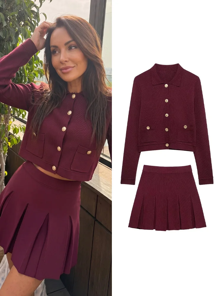 HH Elegant Women Knitted Red Skirts Suits Lapel Single Breasted Long Sleeve Cardigan Elastic Waist Mini Skirt Casual Party Sets
HH Elegant Women Knitted Red Skirts Suits Lapel Single Breasted Long Sleeve Cardigan Elastic Waist Mini Skirt Casual Party Sets