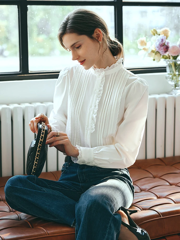 OLrain French White Shirt Women's Summer 2025 New Fungus Edge Long Sleeve Shirt Top O24CC89012
OLrain French White Shirt Women's Summer 2025 New Fungus Edge Long Sleeve Shirt Top O24CC89012