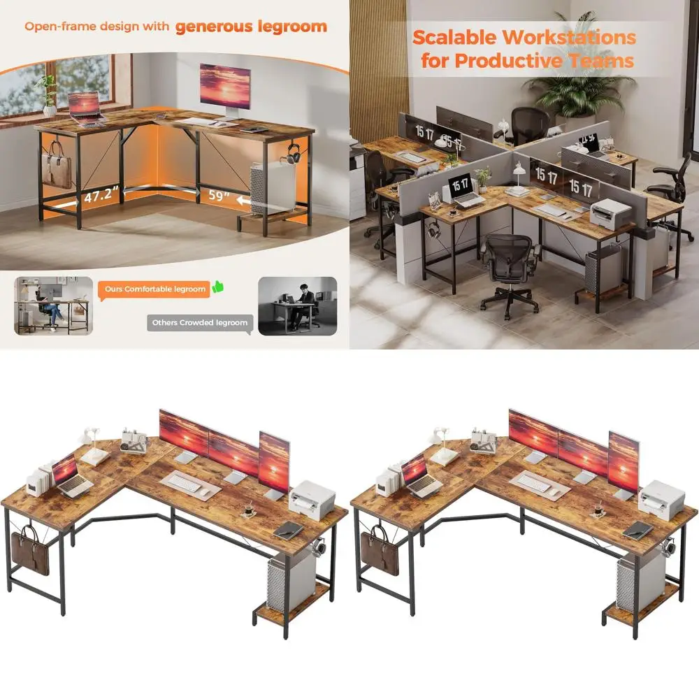 L-Shaped 59 Gaming Desk with Cable Management and Hooks, Rustic Brown for Home Office and Bedroom
L-Shaped 59 Gaming Desk with Cable Management and Hooks, Rustic Brown for Home Office and Bedroom
