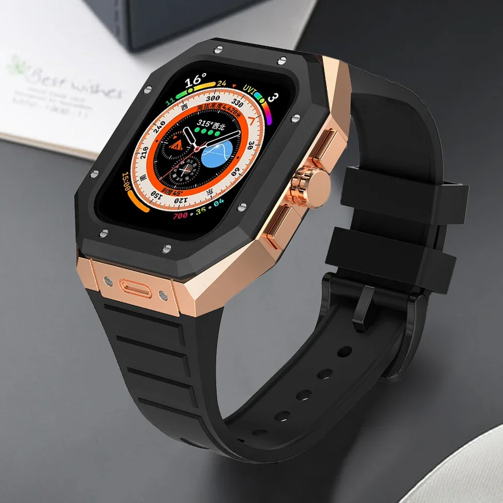 Роскошный модификационный комплект для планшетов Apple Watch 45 мм 44 мм, корпус из нержавеющей стали, резиновый ремешок для iWatch серии 9 8 7 se 6 5 4
Роскошный модификационный комплект для планшетов Apple Watch 45 мм 44 мм, корпус из нержавеющей стали, резиновый ремешок для iWatch серии 9 8 7 se 6 5 4