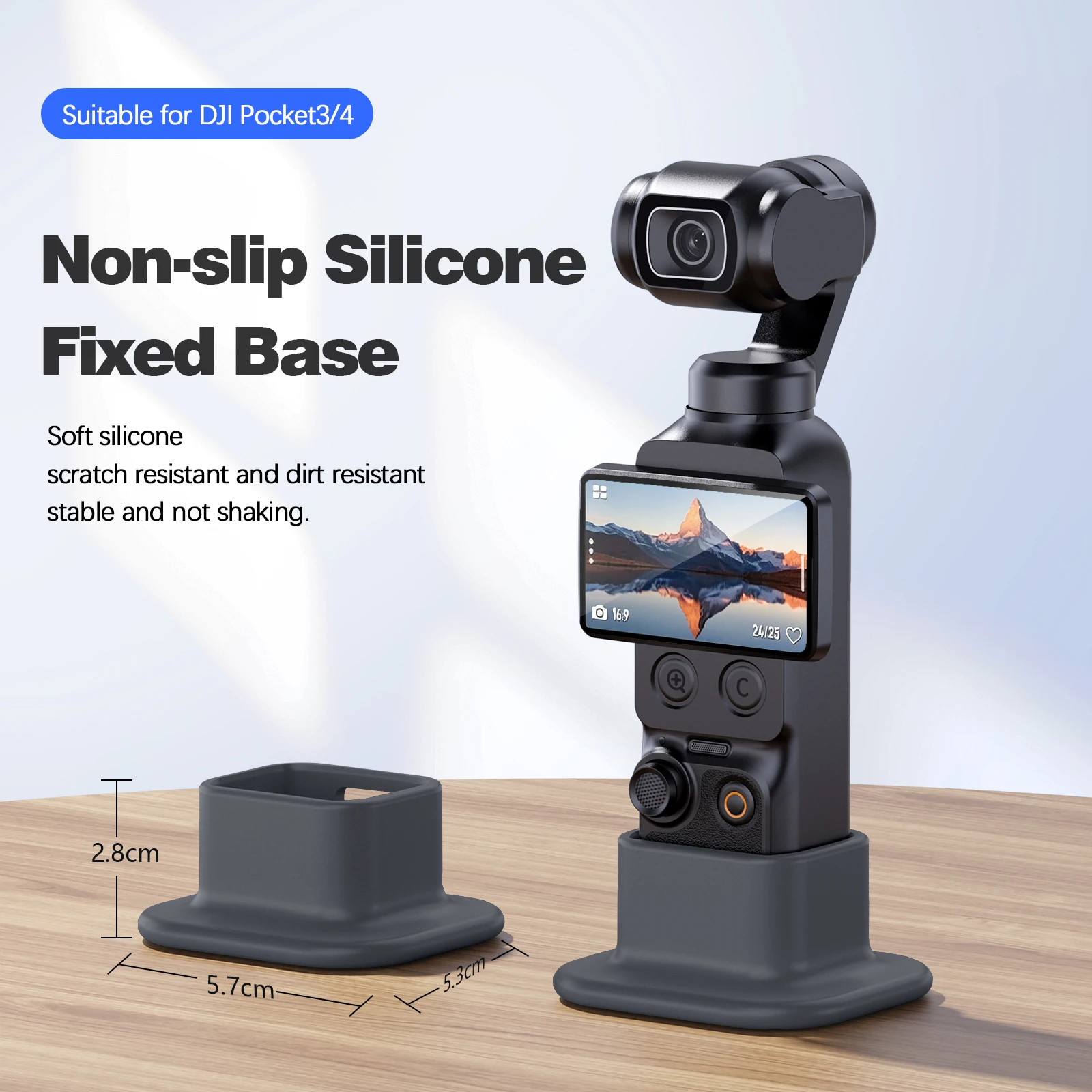 Silicone Anti Slip Base Stand for DJI Pocket 4/3 Food Grade Liquid Silicone with Charging Port Cutout
Silicone Anti Slip Base Stand for DJI Pocket 4/3 Food Grade Liquid Silicone with Charging Port Cutout
