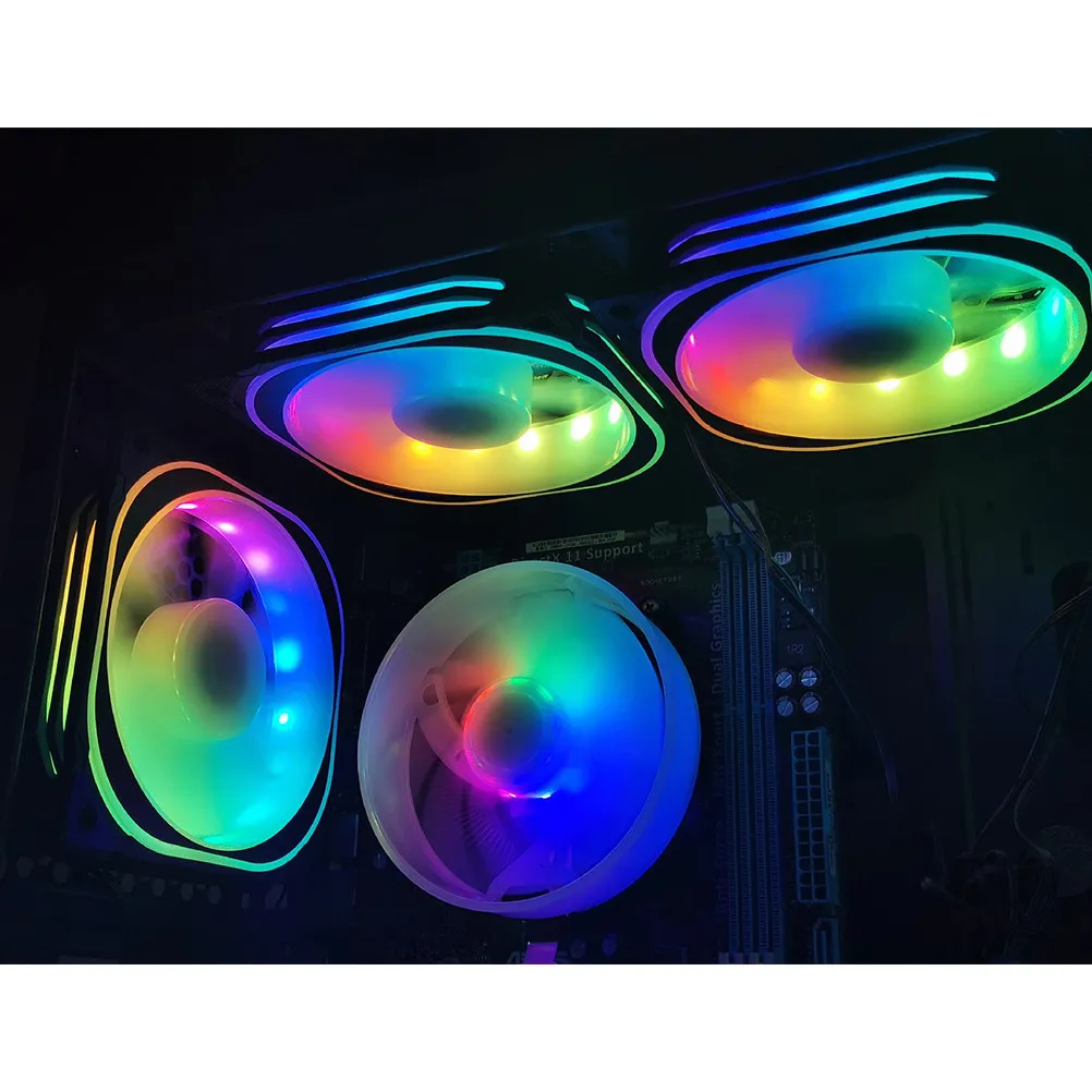 Комплект из 5 RGB LED вентиляторов для ПК (5x12 см) со стандартным контроллером: эффектное цветное освещение для игровых ПК и систем охлаждения
Комплект из 5 RGB LED вентиляторов для ПК (5x12 см) со стандартным контроллером: эффектное цветное освещение для игровых ПК и систем охлаждения