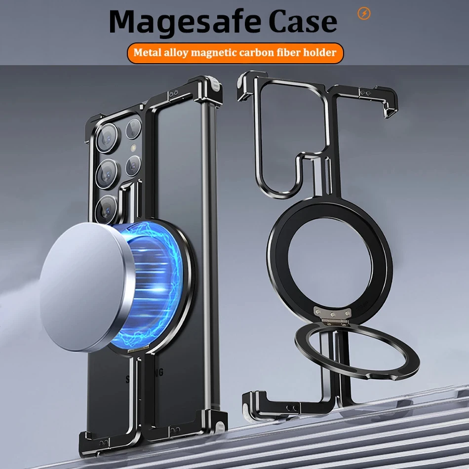 2025 Frameless Metal Aluminum Stand Case For Samsung Galaxy S25 S24 S23 Ultra Case Deluxe Magnetic Magsafe Shockproof Case
2025 Frameless Metal Aluminum Stand Case For Samsung Galaxy S25 S24 S23 Ultra Case Deluxe Magnetic Magsafe Shockproof Case