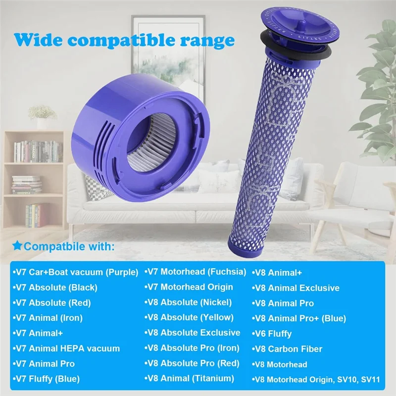ABKL-аксессуары Вакуумные фильтры для пылесосов Dyson V7, V8 Animal и Absolute, сравните с деталью 965661-01 и 967478-01
ABKL-аксессуары Вакуумные фильтры для пылесосов Dyson V7, V8 Animal и Absolute, сравните с деталью 965661-01 и 967478-01