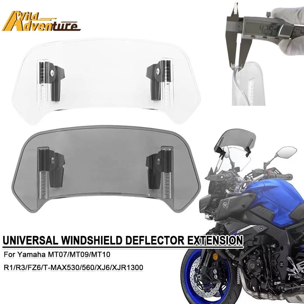For Yamaha MT07 MT09 MT10 R1 R3 FZ6 T-MAX 530 560 XJ6 XJR1300 Universal Motorcycle Windshield Extension Spoiler Clamp Deflector
For Yamaha MT07 MT09 MT10 R1 R3 FZ6 T-MAX 530 560 XJ6 XJR1300 Universal Motorcycle Windshield Extension Spoiler Clamp Deflector