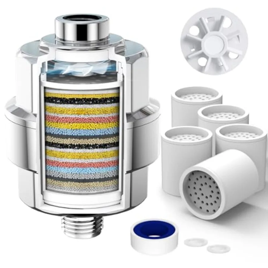 20-Stage Shower Filter-Shower Head Filter for Hard Water, with 5 Replaceable Cartridges, High Output Shower Water Filter for Re
20-Stage Shower Filter-Shower Head Filter for Hard Water, with 5 Replaceable Cartridges, High Output Shower Water Filter for Re