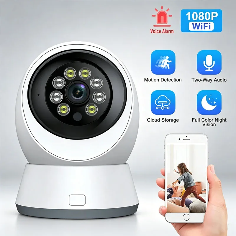1080P Smart PTZ WiFi Mini Camera Auto Tracking Motion Detection Two-Way Voice Intercom Full Color Night Vision Cloud Storage
1080P Smart PTZ WiFi Mini Camera Auto Tracking Motion Detection Two-Way Voice Intercom Full Color Night Vision Cloud Storage