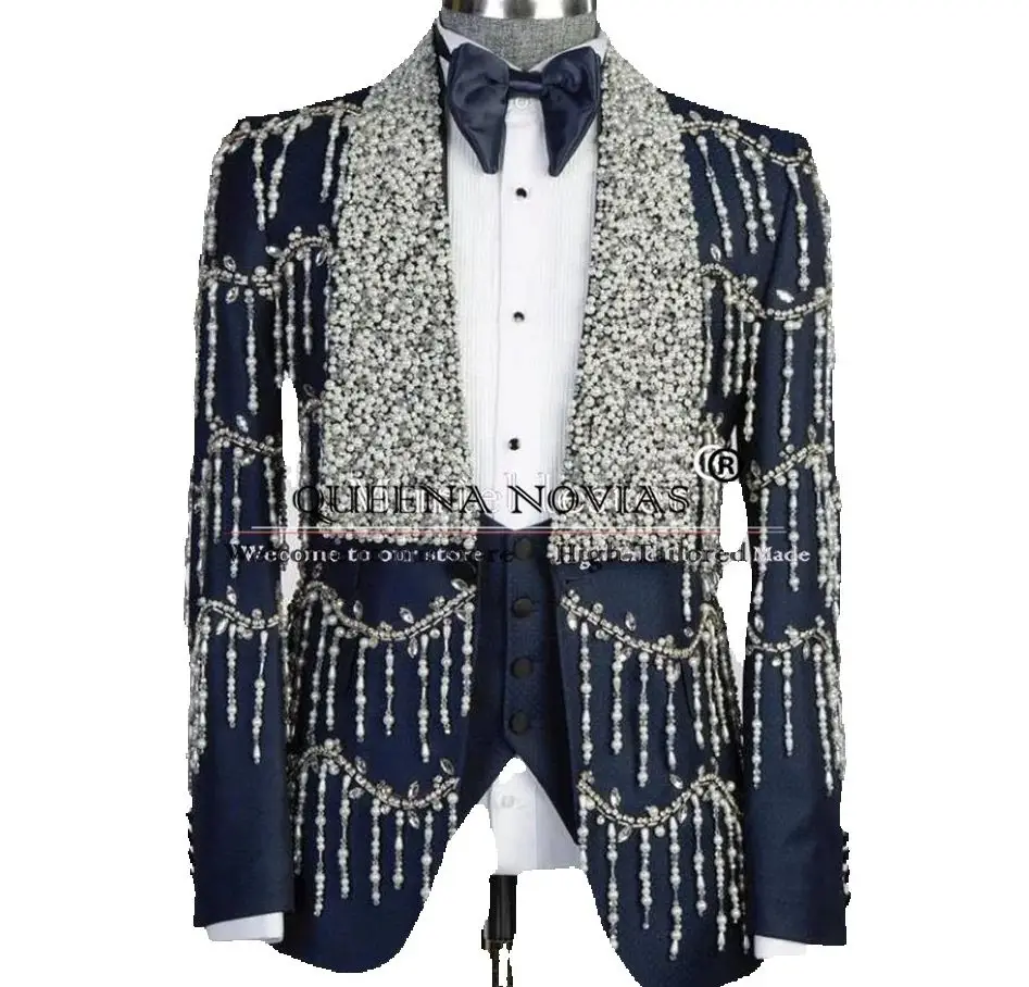 Luxury Gemstones Suits Men Plus Size Formal Party Beaded Tassel Prom Blazers Man Business Groom Wedding Tuxedos Customized Dress
Luxury Gemstones Suits Men Plus Size Formal Party Beaded Tassel Prom Blazers Man Business Groom Wedding Tuxedos Customized Dress