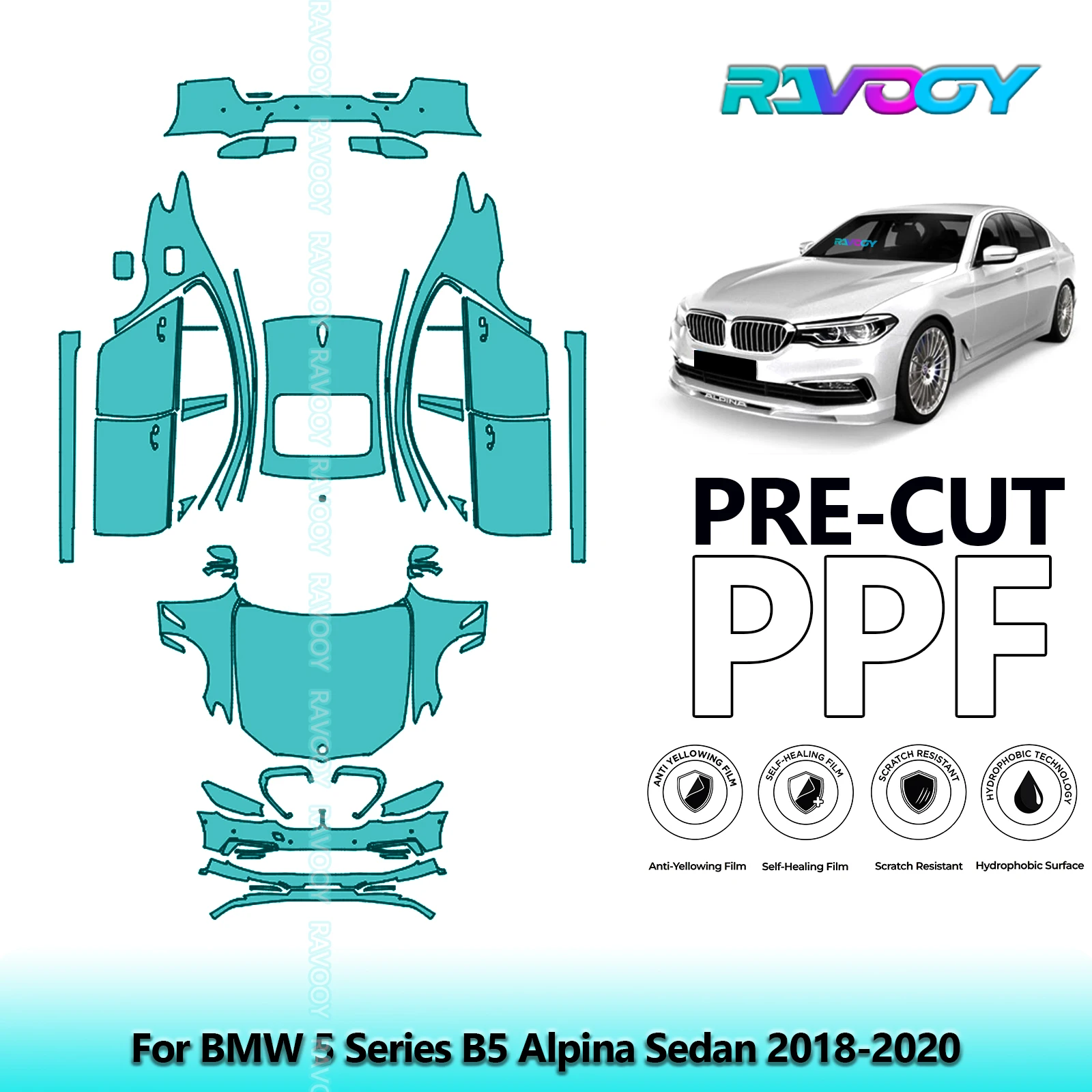 For BMW 5 Series B5 Alpina Sedan 2018-2020 8.5Mil Precut Clear Bra Full Vehicle PPF Paint Protection Film
For BMW 5 Series B5 Alpina Sedan 2018-2020 8.5Mil Precut Clear Bra Full Vehicle PPF Paint Protection Film