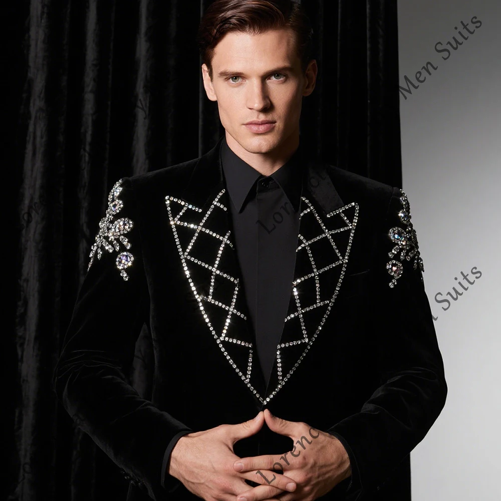 Sparkling Jewelry Suits for Male 2 Pieces Peak Label Wedding Groom Tuxedos Banquet Outfits Customized Blazer Pants ropa hombre
Sparkling Jewelry Suits for Male 2 Pieces Peak Label Wedding Groom Tuxedos Banquet Outfits Customized Blazer Pants ropa hombre