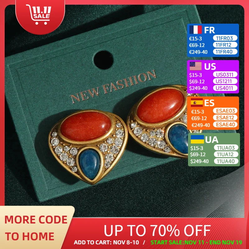 Antique Jewelry Triangular Blue Natural Stone Red Earrings Stud Rhinestones Water Drop Crystal Woman Luxury Vintage 2025 Trend
Antique Jewelry Triangular Blue Natural Stone Red Earrings Stud Rhinestones Water Drop Crystal Woman Luxury Vintage 2025 Trend