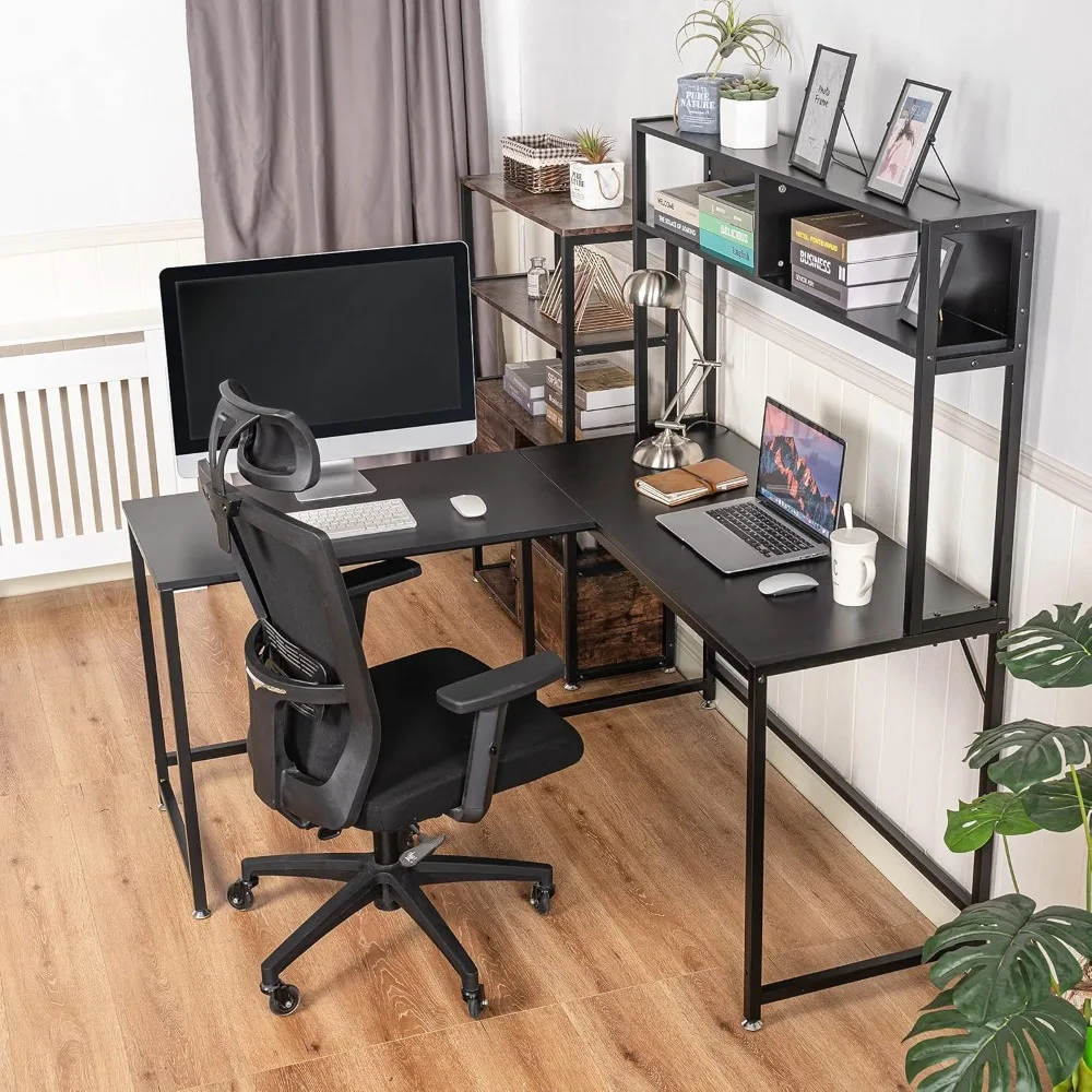 Upgraded L Shaped Desk with Hutch, 56 Inch Corner Computer Desk, Home Office Writing Desk with Storage Shelves
Upgraded L Shaped Desk with Hutch, 56 Inch Corner Computer Desk, Home Office Writing Desk with Storage Shelves