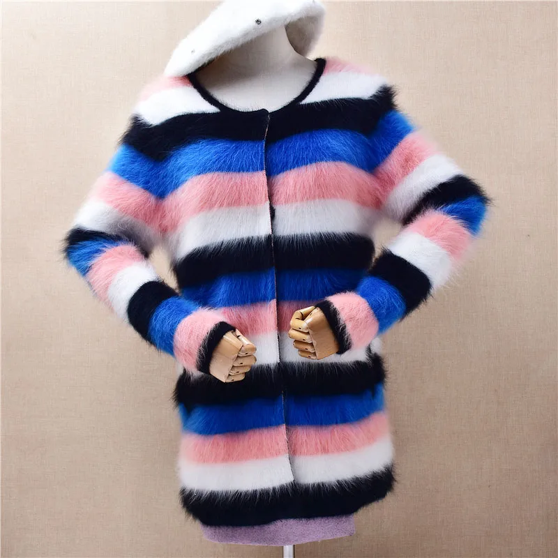 Ladies Women Autumn Winter Fashion Striped Hairy Mink Cashmere Knitted Long Sleeves Slim Cardigans Angora Fur Sweater Jacket Top
Ladies Women Autumn Winter Fashion Striped Hairy Mink Cashmere Knitted Long Sleeves Slim Cardigans Angora Fur Sweater Jacket Top