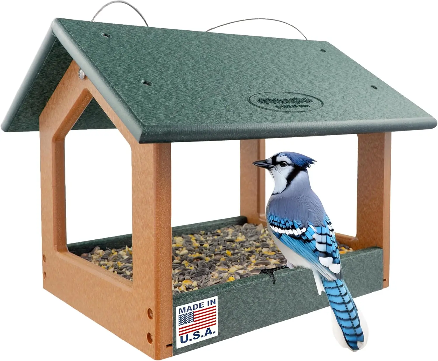 Large Hanging Bird Feeder for Outdoors, Covered Tray, Recycled Plastic, Weather Resistant, 12x10x9.25 in
Large Hanging Bird Feeder for Outdoors, Covered Tray, Recycled Plastic, Weather Resistant, 12x10x9.25 in