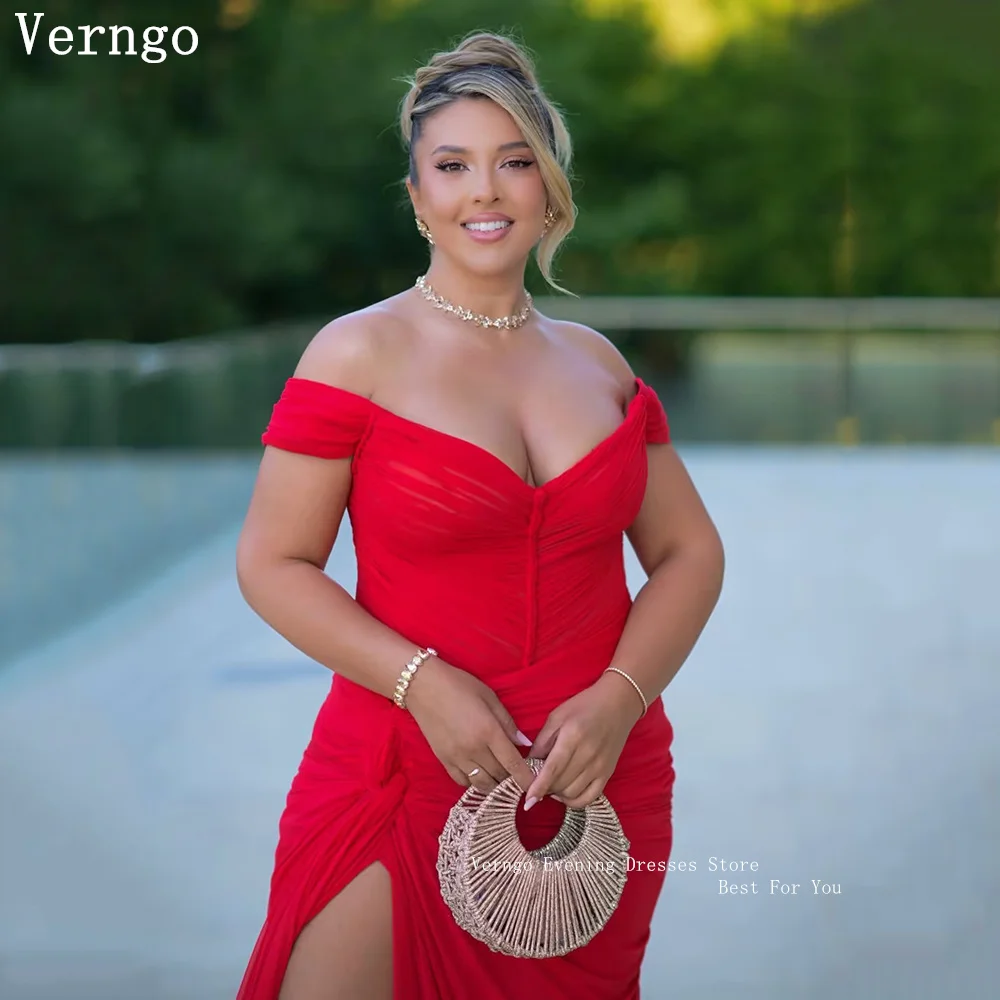 Verngo Simple Red Chiffon Evening Dress Elegant Side Slit Mermaid Prom Dress Flowing Hand-pleated Silk Party Dress Customized
Verngo Simple Red Chiffon Evening Dress Elegant Side Slit Mermaid Prom Dress Flowing Hand-pleated Silk Party Dress Customized