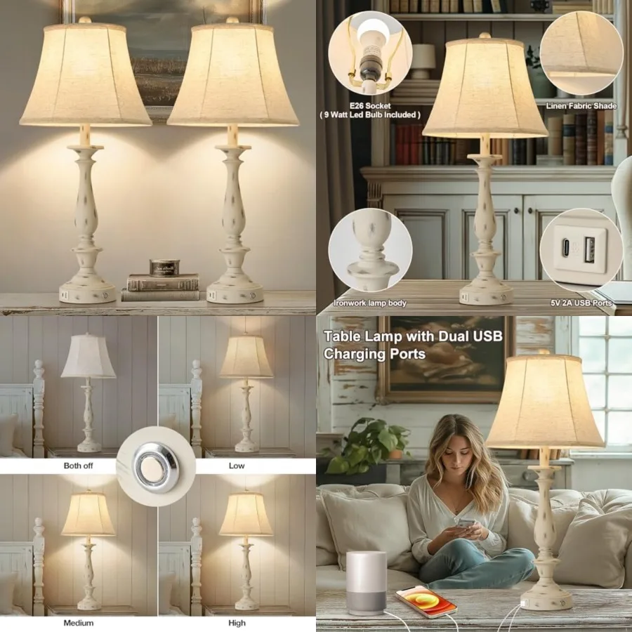 28.5" Traditional Table Lamp Set of 2, Rustic Farmhouse Table Lamps for Livg Room Bedroom, Bedside Desk Lamps Vtage Nightstand
28.5" Traditional Table Lamp Set of 2, Rustic Farmhouse Table Lamps for Livg Room Bedroom, Bedside Desk Lamps Vtage Nightstand