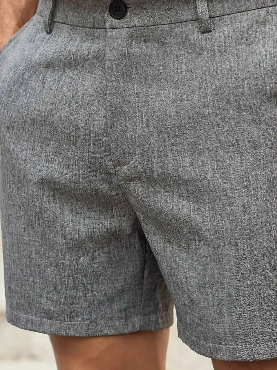 Mens Gray Woven Casual Shorts With Button Fly Knee Length Solid Color Pocket
Mens Gray Woven Casual Shorts With Button Fly Knee Length Solid Color Pocket