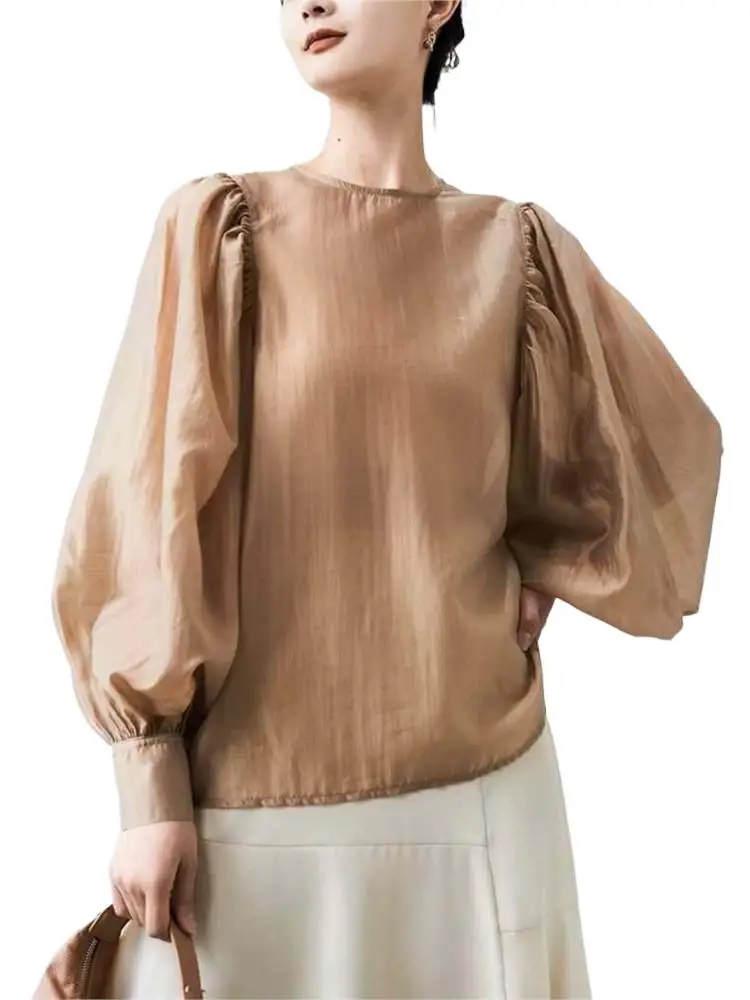 Fashion Elegant O-neck Full Sleeve shirts & blouses Casual Women's Shirt Summer Lyocell Solid Office Lady Tops Blouse T-shirt
Fashion Elegant O-neck Full Sleeve shirts & blouses Casual Women's Shirt Summer Lyocell Solid Office Lady Tops Blouse T-shirt