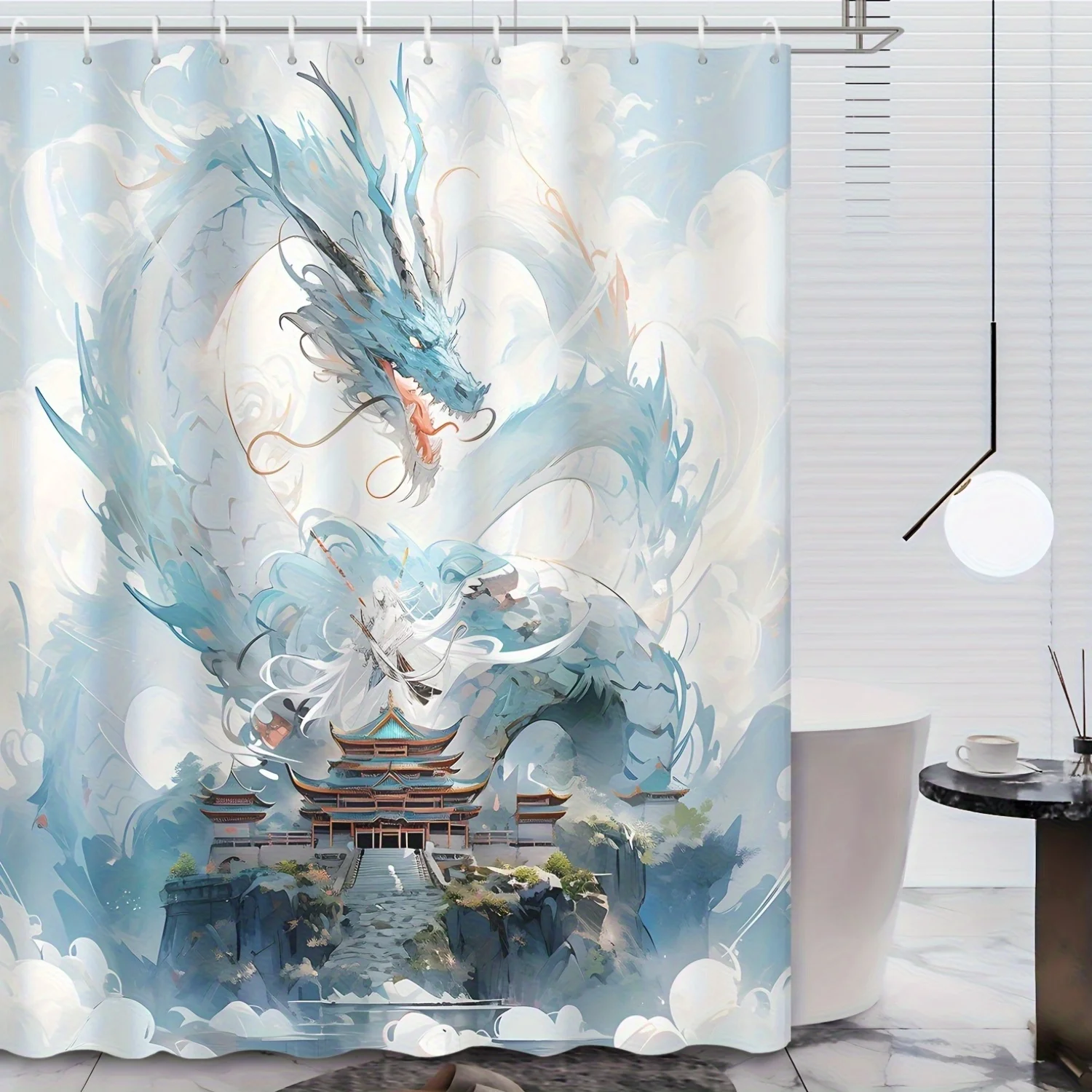 Chinese Dragon Shower Curtain, Fantasy Landscape with Temple, Ink Wash Style Bathroom Decor, Mythical Creature Bath Curtain
Chinese Dragon Shower Curtain, Fantasy Landscape with Temple, Ink Wash Style Bathroom Decor, Mythical Creature Bath Curtain