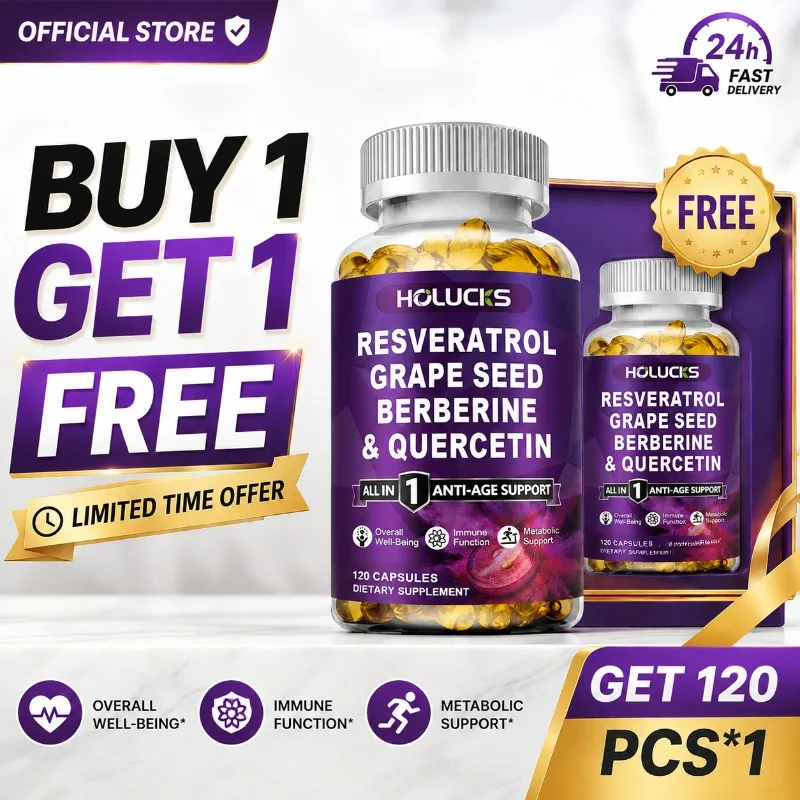 Buy 1 Get 1 Free! Resveratrol Capsules with Quercetin & Grape Seed, Anti-Aging Support,Boost Metabolism & Antioxidant Protection
Buy 1 Get 1 Free! Resveratrol Capsules with Quercetin & Grape Seed, Anti-Aging Support,Boost Metabolism & Antioxidant Protection