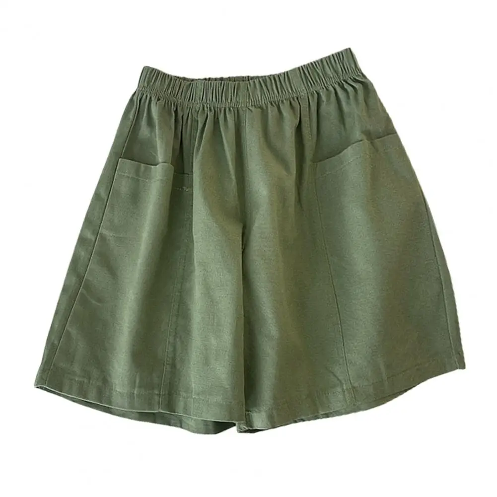 

Summer Women Shorts Pleated A-line Loose Pockets Elastic Waist Daily Wear Sport Mini Shorts шорти жіночі