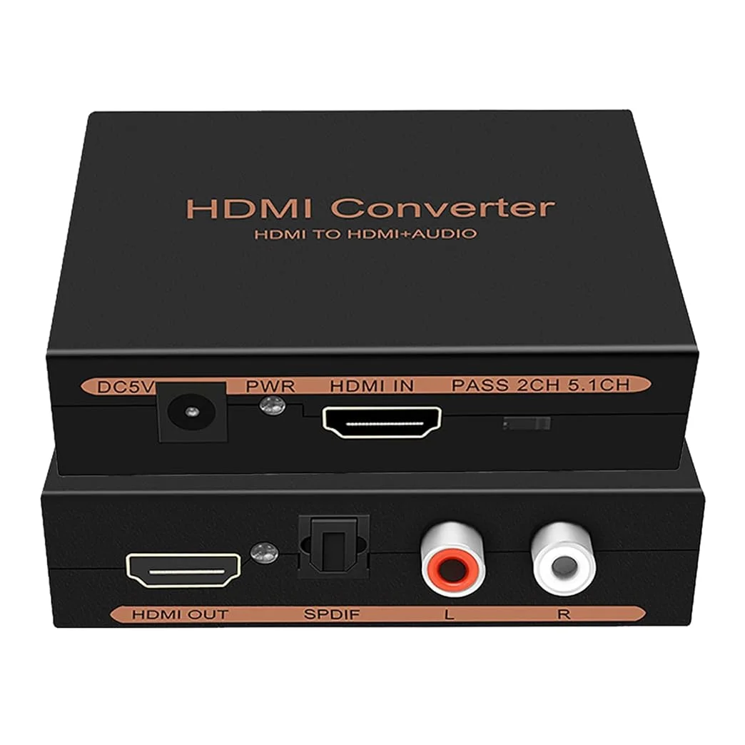 1080P HDMI Audio Extractor, HDMI to HDMI Audio (L/R RCA + Toslink Optical SPDIF) Video Converter Adapter Splitter
1080P HDMI Audio Extractor, HDMI to HDMI Audio (L/R RCA + Toslink Optical SPDIF) Video Converter Adapter Splitter