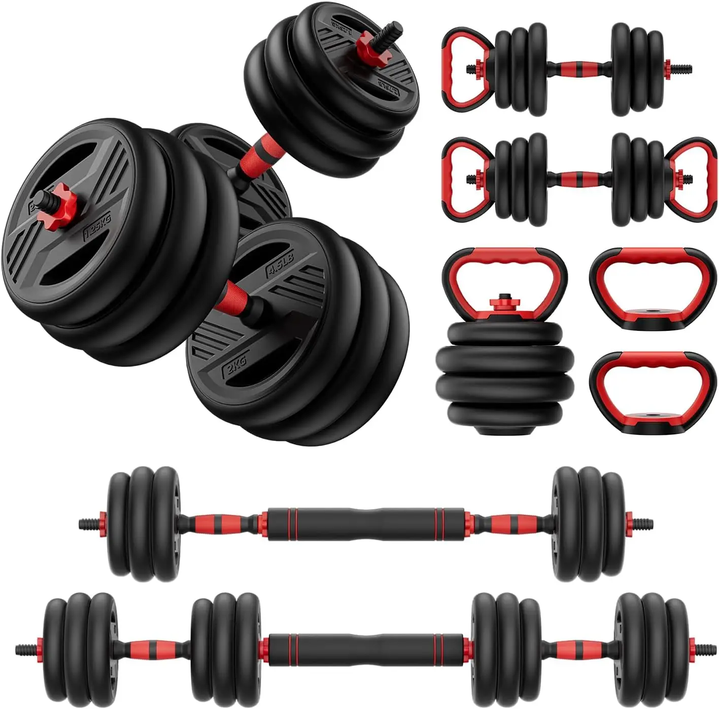 5-in-1 Adjustable Dumbbell Set with Double Locknut, 20-90lbs Free Weights for Home Gym Fitness Men & Women
5-in-1 Adjustable Dumbbell Set with Double Locknut, 20-90lbs Free Weights for Home Gym Fitness Men & Women