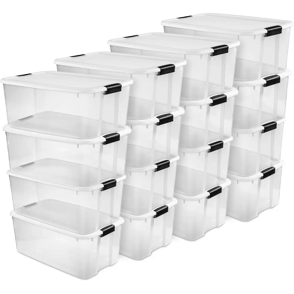 16-Pack Ultra Latching Box, Storage Bins with Lids, Clear Plastic, 116 Quart - Heavy-Duty Organizing Containers for Closet, Bath
16-Pack Ultra Latching Box, Storage Bins with Lids, Clear Plastic, 116 Quart - Heavy-Duty Organizing Containers for Closet, Bath