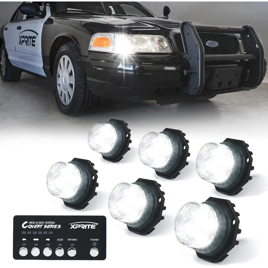 White LED Hideaway Emergency Strobe Lights Kit with 20 Flashing Modes and Controller for Headlights Taillights Fog Lights Hazar
White LED Hideaway Emergency Strobe Lights Kit with 20 Flashing Modes and Controller for Headlights Taillights Fog Lights Hazar