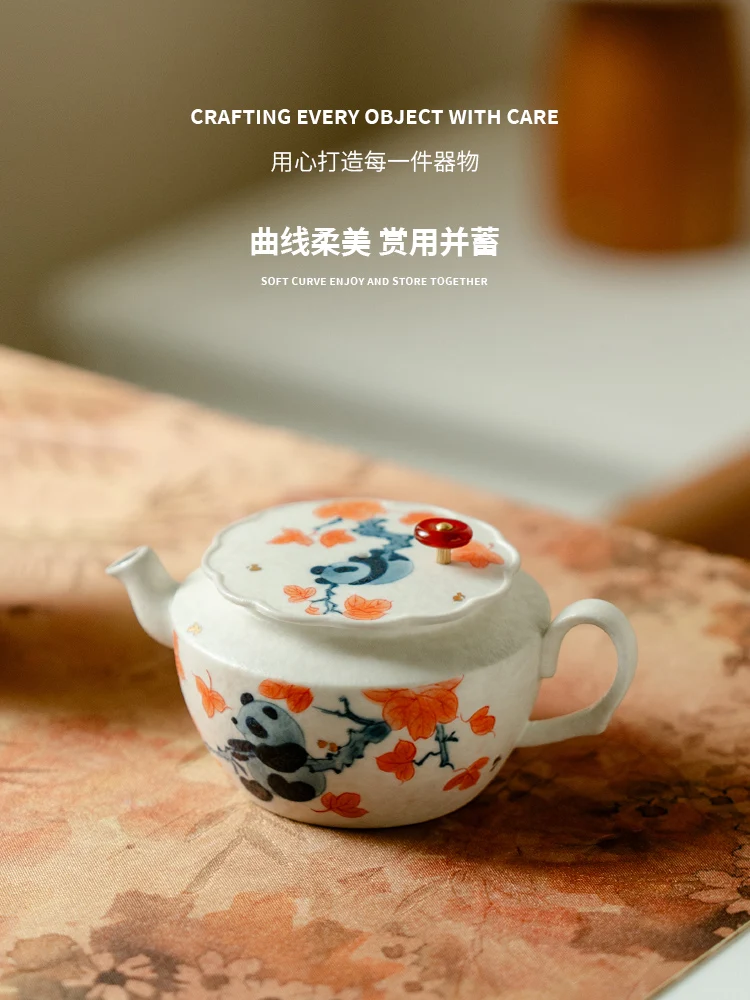 Household Teapot Hand Painted Maple Leaf Panda Good-looking Rock Mine White for One Person Anti-Scald Set
Household Teapot Hand Painted Maple Leaf Panda Good-looking Rock Mine White for One Person Anti-Scald Set