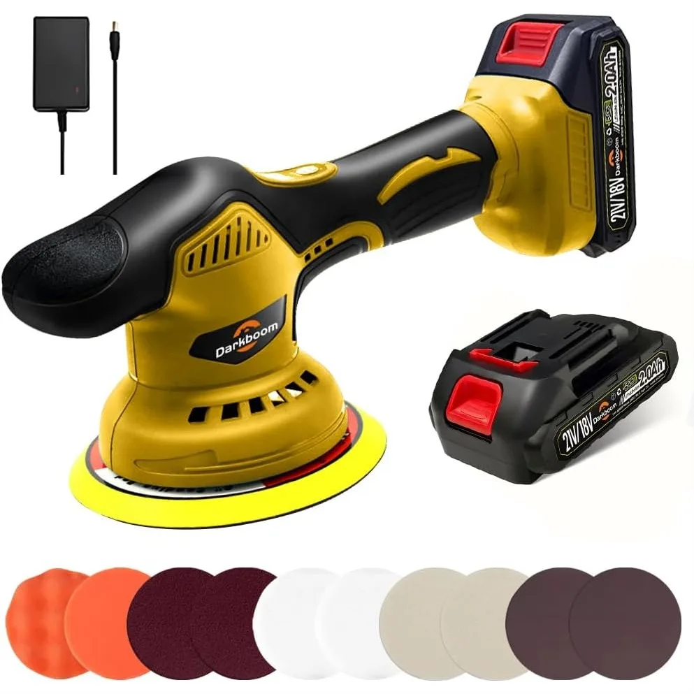 Cordless Buffer Polisher 6 inch with 2Pcs 2.0Ah Rechargeable Batteries Compatible with Makita, 6 Speed 5500RPM for Car Detailing
Cordless Buffer Polisher 6 inch with 2Pcs 2.0Ah Rechargeable Batteries Compatible with Makita, 6 Speed 5500RPM for Car Detailing