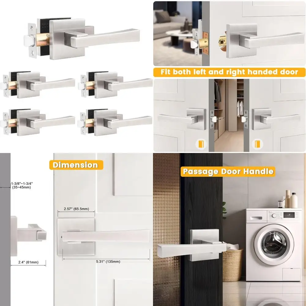 Keyless Passage Door Handle Set, 5-Pack Stain Nickel Interior Door Knobs, Heavy Duty Hardware for Hallways, Offices, and Residen
Keyless Passage Door Handle Set, 5-Pack Stain Nickel Interior Door Knobs, Heavy Duty Hardware for Hallways, Offices, and Residen