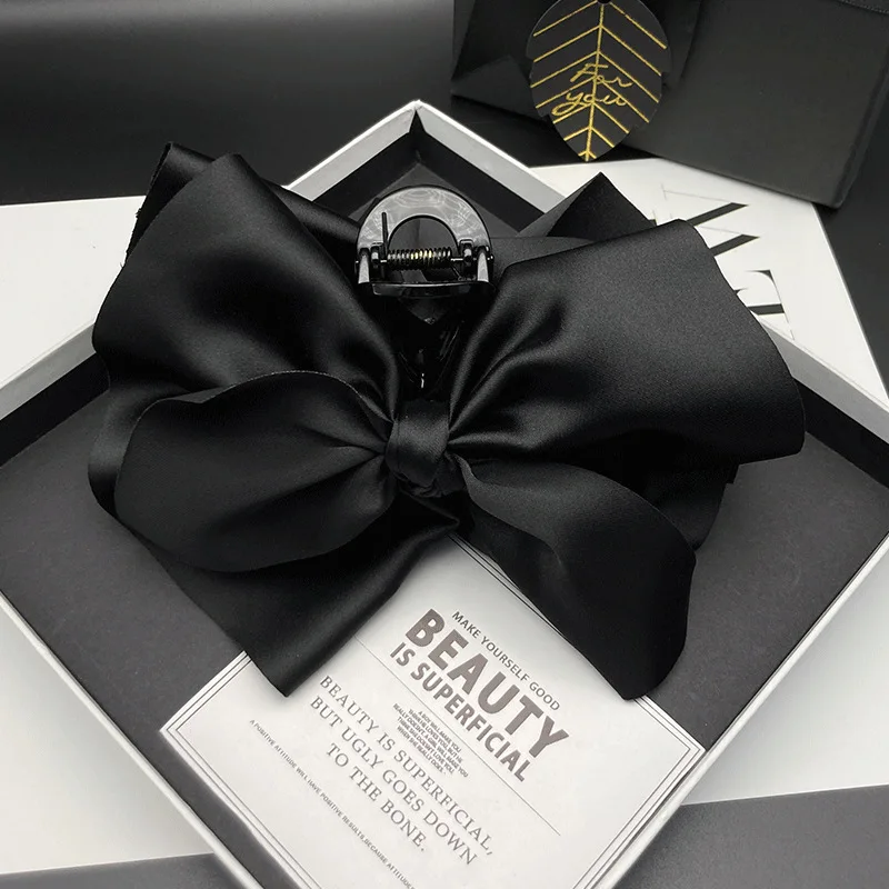 New high-end black large bow hair clip for women multi-layered satin hair clip for women's back of head shark hair clip
New high-end black large bow hair clip for women multi-layered satin hair clip for women's back of head shark hair clip