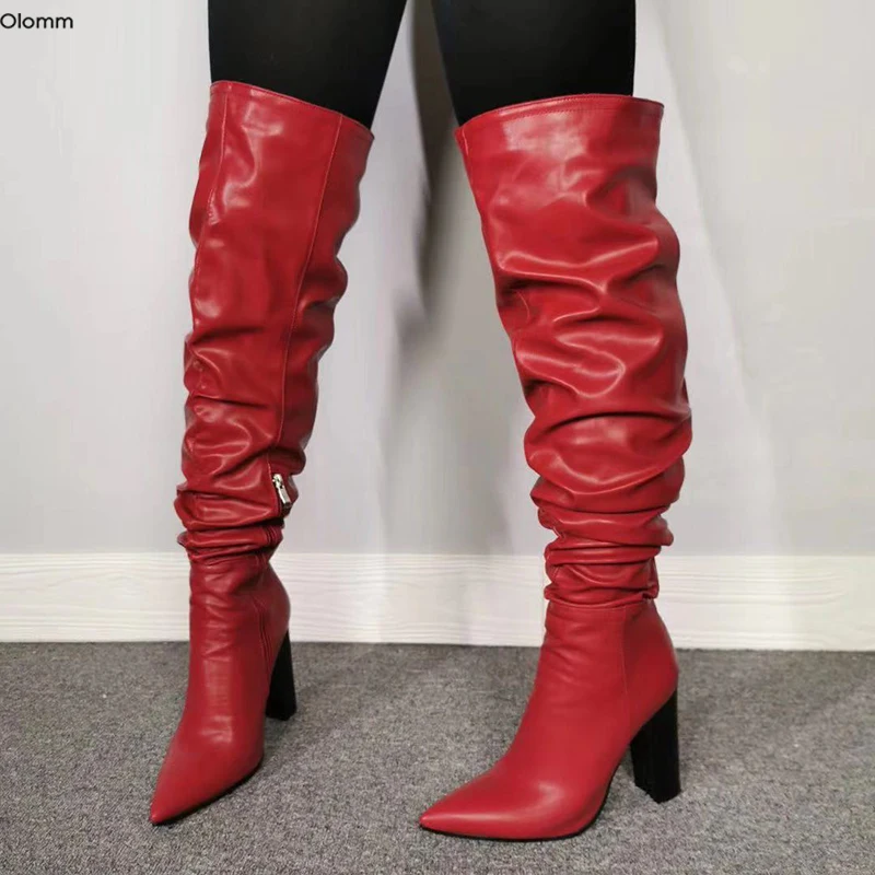 Olomm 2025 Handmade Women Knee High Boots Square High Heels Boots Pointed Toe Gorgeous Red Dress ShoeS Women Plus US Size 5-15
Olomm 2025 Handmade Women Knee High Boots Square High Heels Boots Pointed Toe Gorgeous Red Dress ShoeS Women Plus US Size 5-15