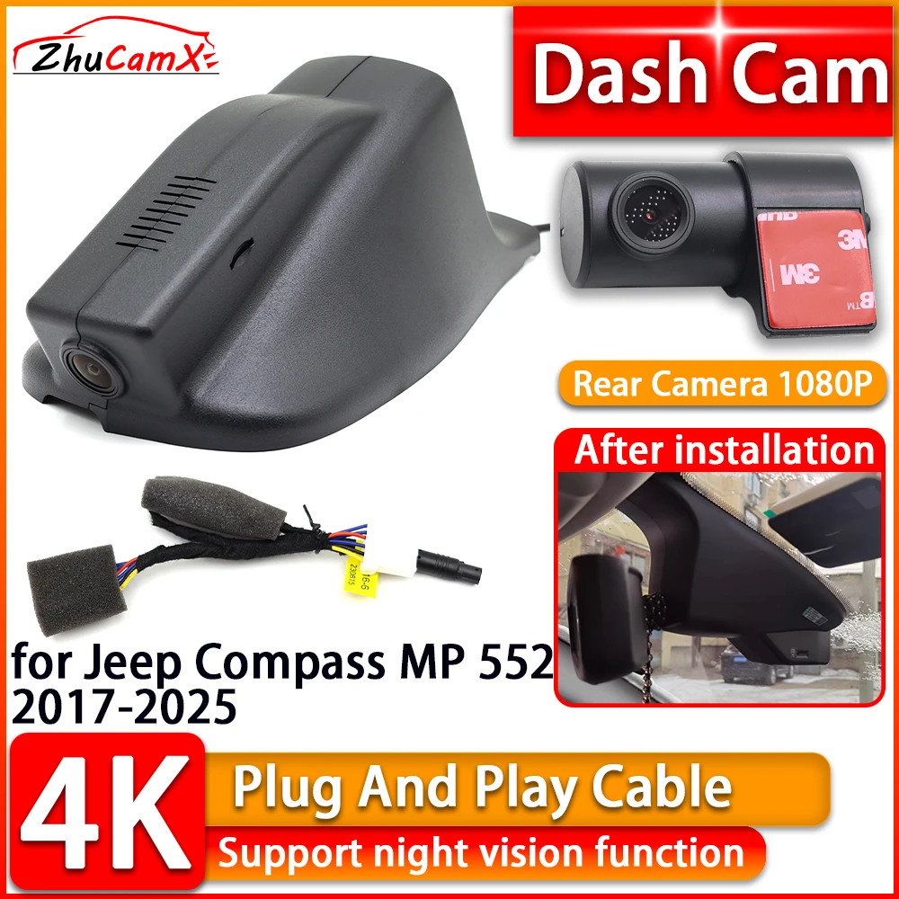HD Wiifi 4K Dash Cam for Jeep Compass MP 552 2017-2025 2160P DVR Front Rear Car Camera Plug and Play Video Recorder Night Vision
HD Wiifi 4K Dash Cam for Jeep Compass MP 552 2017-2025 2160P DVR Front Rear Car Camera Plug and Play Video Recorder Night Vision