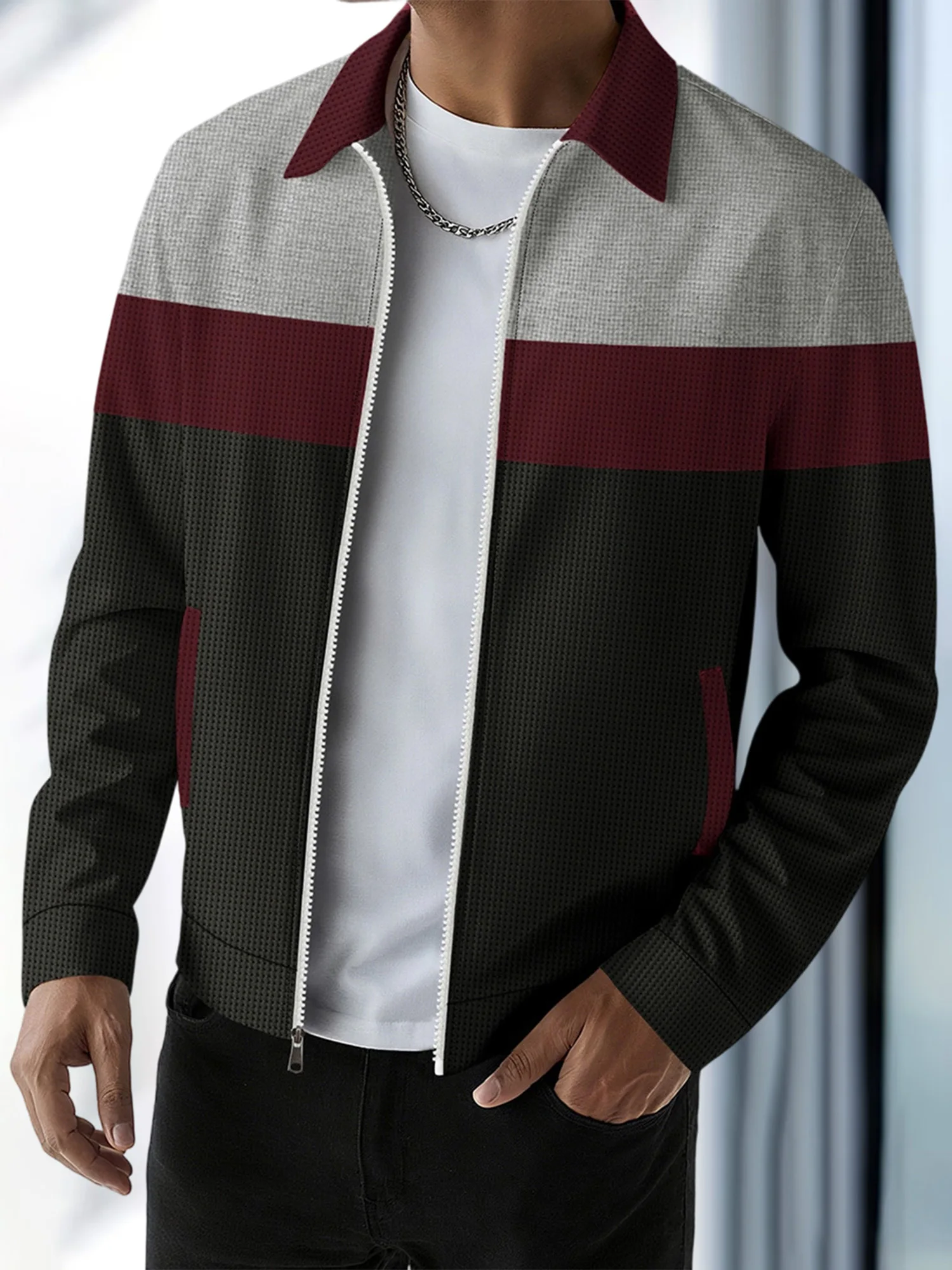 Men s Casual Lapel Collar Zip Up Jacket with Patchwork Design Pockets and Stylish Outerwear for Fall Fashion
Men s Casual Lapel Collar Zip Up Jacket with Patchwork Design Pockets and Stylish Outerwear for Fall Fashion