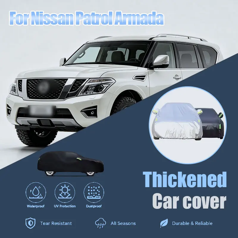For Nissan Patrol Armada Full Car Cover Side Zipper Design Waterproof Dustproof Sun Protection Outdoor Vehicle Cover
For Nissan Patrol Armada Full Car Cover Side Zipper Design Waterproof Dustproof Sun Protection Outdoor Vehicle Cover