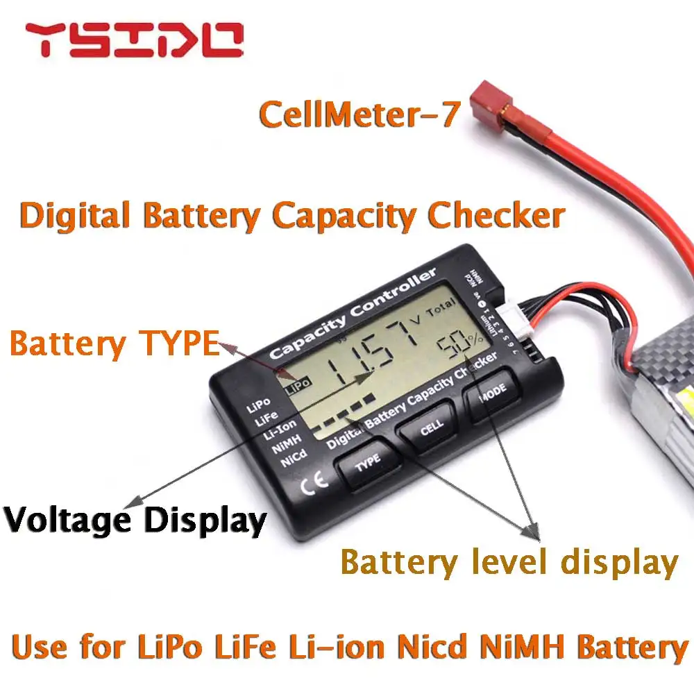 CellMeter7 Capacity Checker RC CellMeter-7 Digital for Battery LiPo LiFe Li-ion Nicd NiMH Battery Voltage Tester Checking
CellMeter7 Capacity Checker RC CellMeter-7 Digital for Battery LiPo LiFe Li-ion Nicd NiMH Battery Voltage Tester Checking