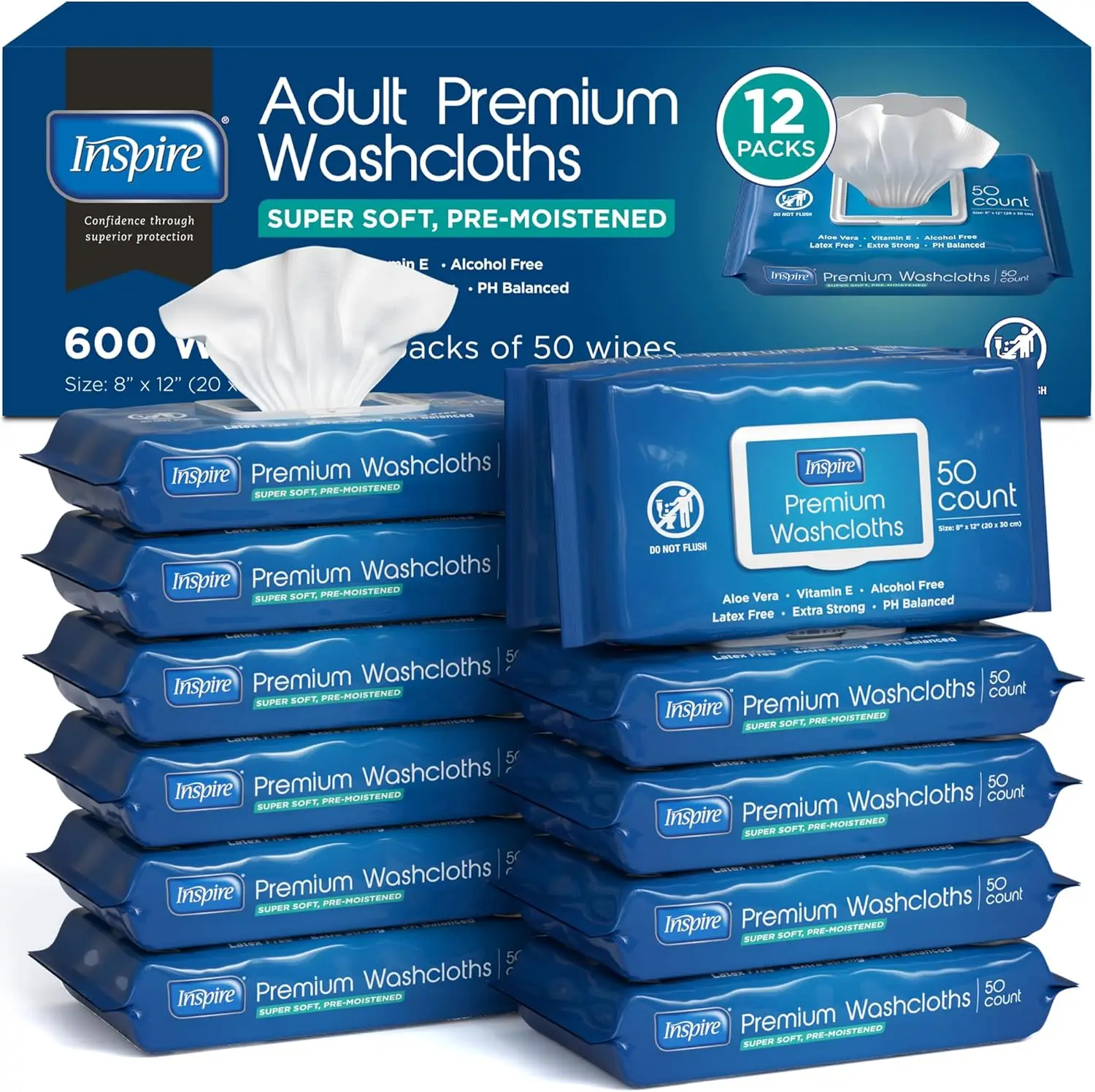 Adult Wet Wipes, Wash Cloths for Incontinence & Cleansing, 8x12 Inch, 600 Count
Adult Wet Wipes, Wash Cloths for Incontinence & Cleansing, 8x12 Inch, 600 Count