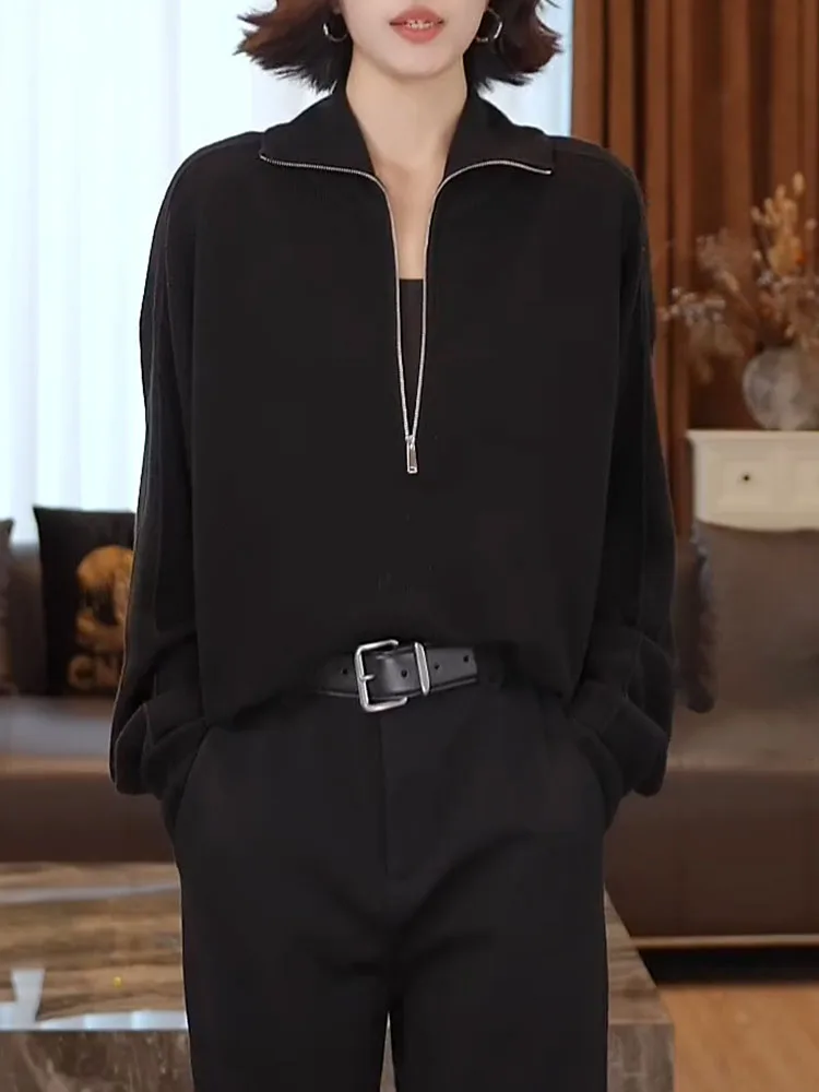 Простая толстовка с воротником на молнии для женщин, осенняя, модная, универсальная, больших размеров, повседневная, длинная кофта
Простая толстовка с воротником на молнии для женщин, осенняя, модная, универсальная, больших размеров, повседневная, длинная кофта