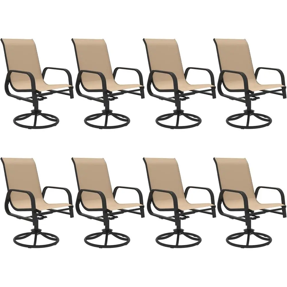 8-Piece High Back Textilene Swivel Patio Dining Chair Set, Weather-Resistant Metal, Suitable for Outdoor Spaces in Beige
8-Piece High Back Textilene Swivel Patio Dining Chair Set, Weather-Resistant Metal, Suitable for Outdoor Spaces in Beige