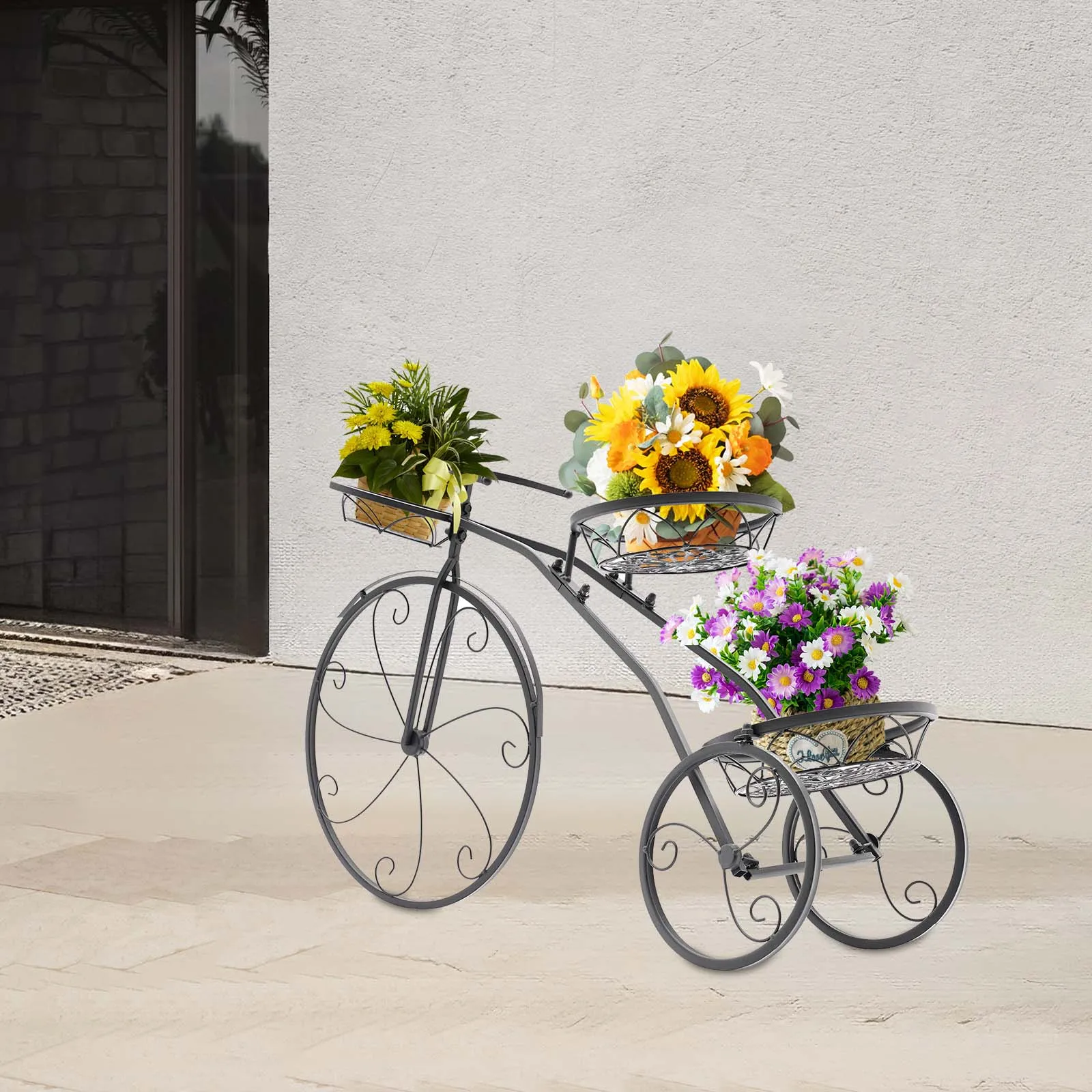 3 Tier Tricycle Plant Stand, Vintage Flower Pot Trolley Stand, Rustic Bicycle Plant Holder, Tricycle Planter for Balcony, Garden
3 Tier Tricycle Plant Stand, Vintage Flower Pot Trolley Stand, Rustic Bicycle Plant Holder, Tricycle Planter for Balcony, Garden