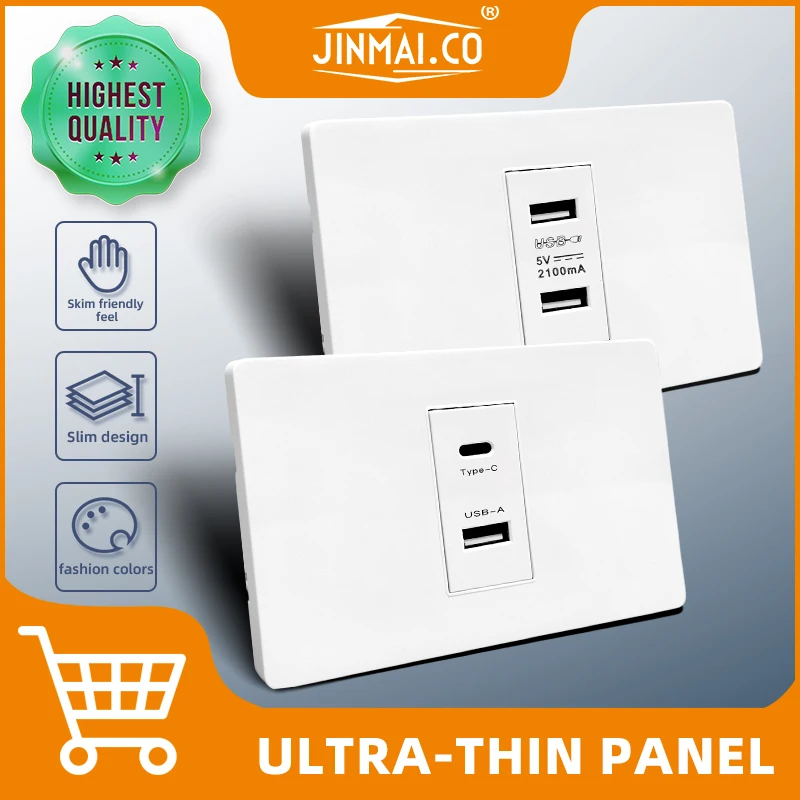 Jinmai Power Wall Socket with Type C And USB Dual Outlet Plug Power Outlets ,Universal charging socket, PC panel frame box
Jinmai Power Wall Socket with Type C And USB Dual Outlet Plug Power Outlets ,Universal charging socket, PC panel frame box