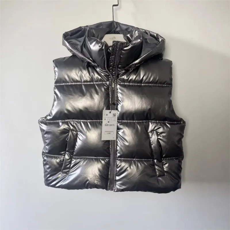 Hooded Vest Women Glossy Down Cotton Vest Coat Casual Waistcoat 2025 New Autumn Winter Pockets Sleeveless Jacket Overcoats
Hooded Vest Women Glossy Down Cotton Vest Coat Casual Waistcoat 2025 New Autumn Winter Pockets Sleeveless Jacket Overcoats