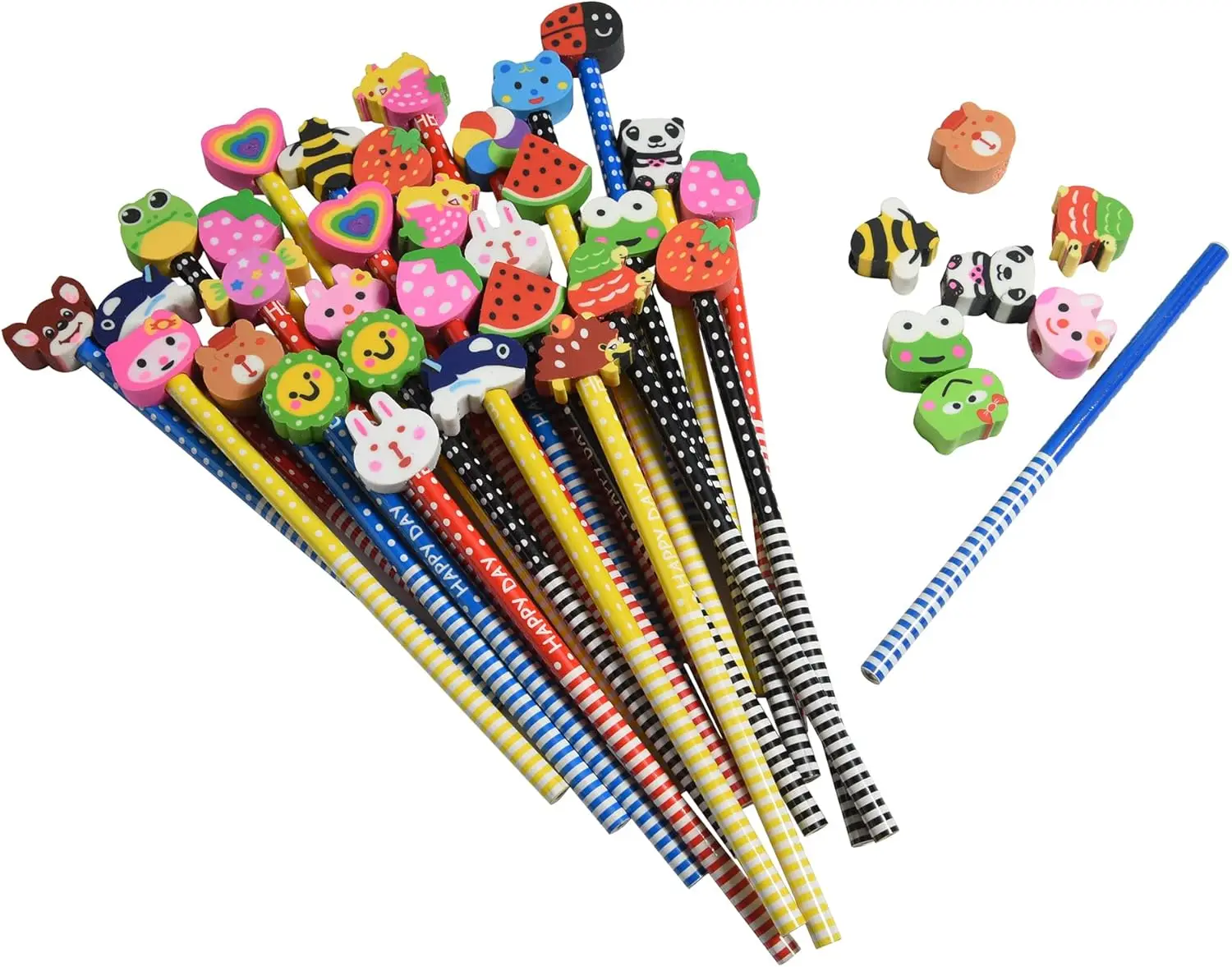 28PCS Colorful Wooden Pencils with Cute Animal Fruit Erasers for Kids School Supplies and Gifts
28PCS Colorful Wooden Pencils with Cute Animal Fruit Erasers for Kids School Supplies and Gifts