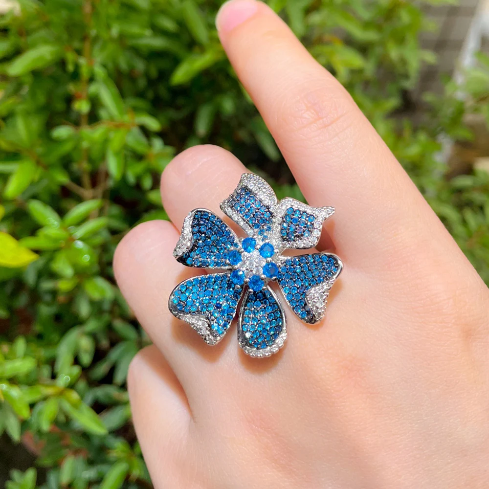 BeaQueen Vintage Shiny Blue Cubic Zirconia Large Flower Finger Ring for Women Trendy Dancing Party Accessories Jewelry Gift R167
BeaQueen Vintage Shiny Blue Cubic Zirconia Large Flower Finger Ring for Women Trendy Dancing Party Accessories Jewelry Gift R167