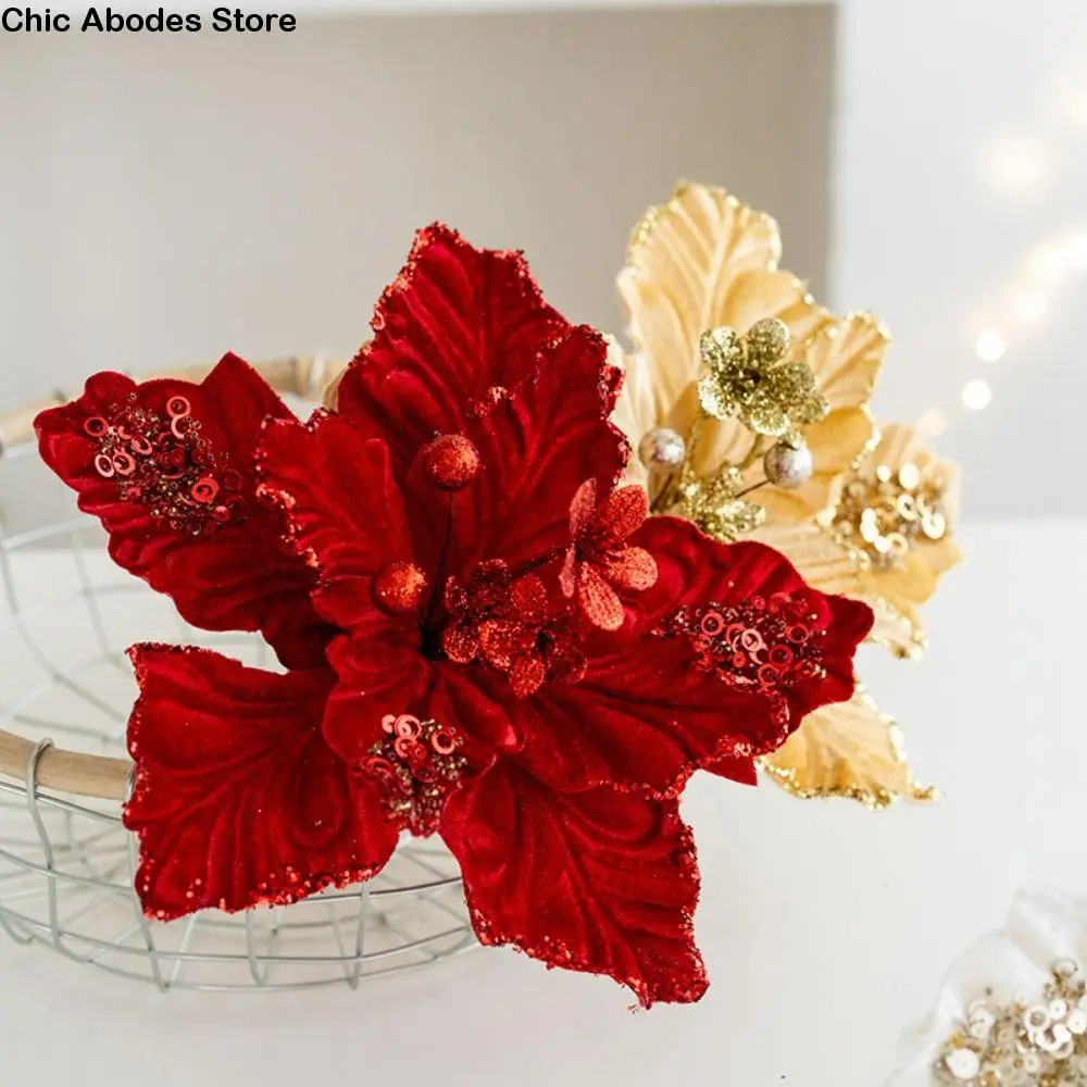 22cm Christmas Glitter Flower Simulation DIY Artificial Poinsettia Flower Realistic Hanging Christmas Tree Decorations
22cm Christmas Glitter Flower Simulation DIY Artificial Poinsettia Flower Realistic Hanging Christmas Tree Decorations