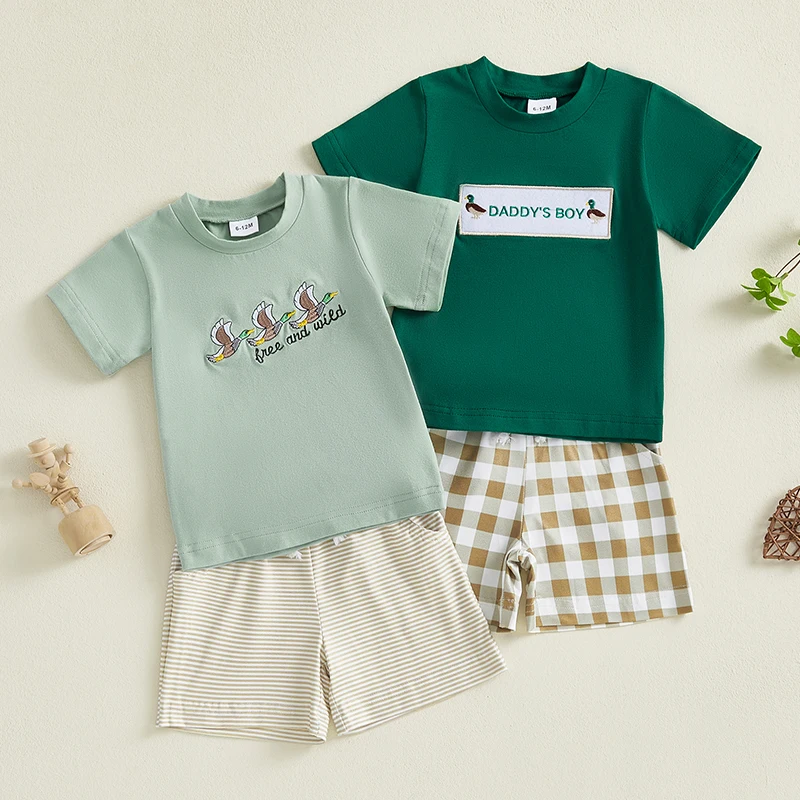 Baby Summer Clothing 2PCS Set Toddler Kid Baby Boy Duck Letter Print Short Sleeve Round Neck Tops Plaid/Striped Pockets Shorts
Baby Summer Clothing 2PCS Set Toddler Kid Baby Boy Duck Letter Print Short Sleeve Round Neck Tops Plaid/Striped Pockets Shorts